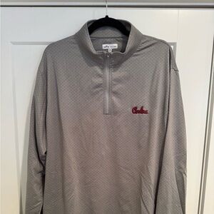 Peter Millar Light Gray Quarter-Zip with Red Detail
